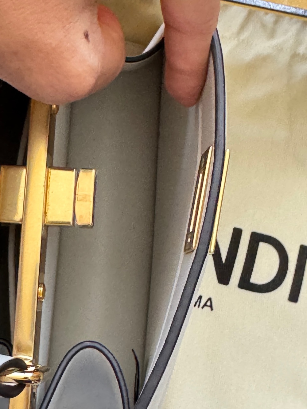 Fendi Cream Structured Top Handle Crossbody Bag with Gold Hardware - Picture 5 of 8